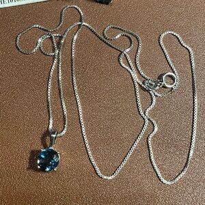 Round London blue topaz necklace